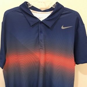 XL Nike DriFit Blue Tennis Polo with Orange stripe